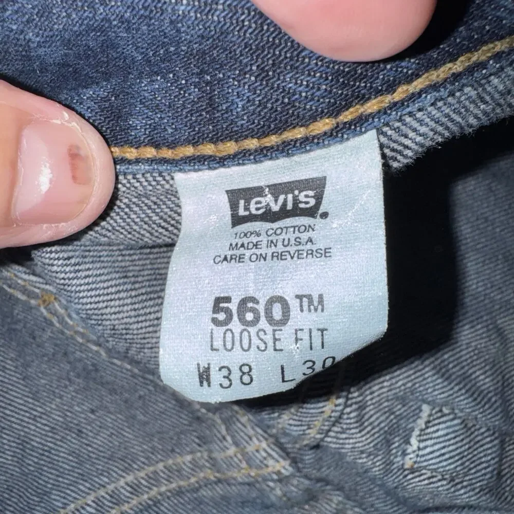 Vtg 90s Levi's 560 Loose Fit Tapered Leg Jeans Men 38x30 Blue Made in USA EUC